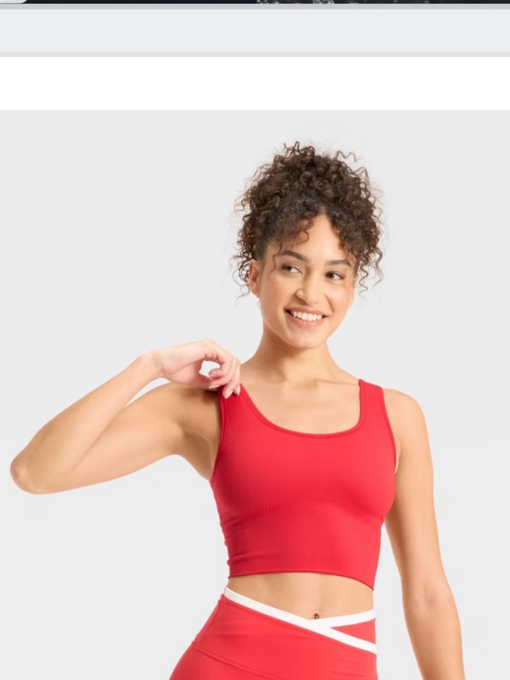 all in motion Red Ribbed Crop Sports Bra
